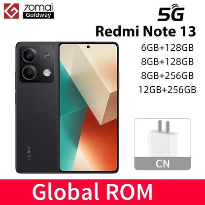 Global ROM Xiaomi Redmi Note 13 5G 128GB 256GB 120Hz 6.67'' AMOLED Display Dimensity 6080 5000mAh 33W Fast Charging Smartphone