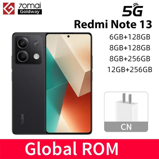 Global ROM Xiaomi Redmi Note 13 5G 128GB 256GB 120Hz 6.67'' AMOLED Display Dimensity 6080 5000mAh 33W Fast Charging Smartphone