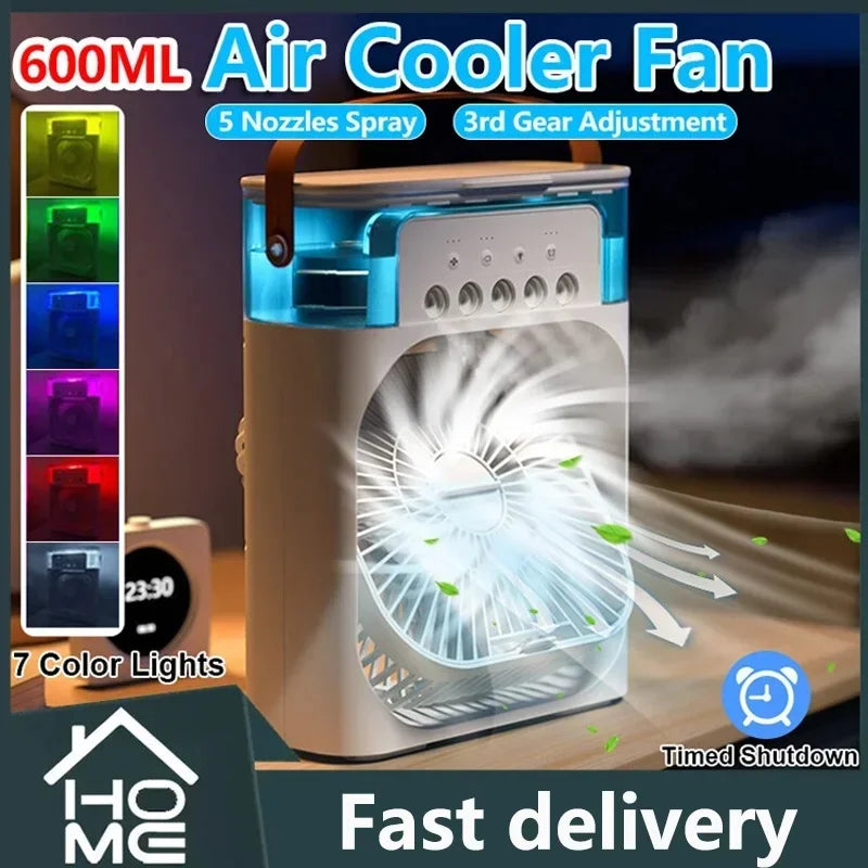 Portable 3-in-1 Air Cooler with LED Night Light and Humidifier for Home and Office