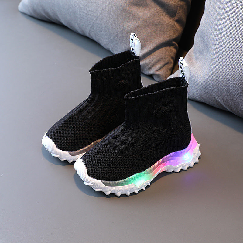 Flying Knit Sports Boys And Girls Light Up Shoes