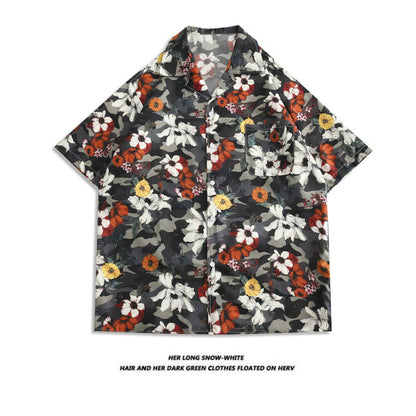 Men's And Women's Retro Hong Kong Style Beach Printed Shirt