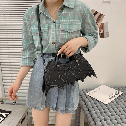 Halloween Spider Web Shape Shoulder Bags Personality Batgirl Tide Pu Handbags Fashoin Messenger Crossbody Bag