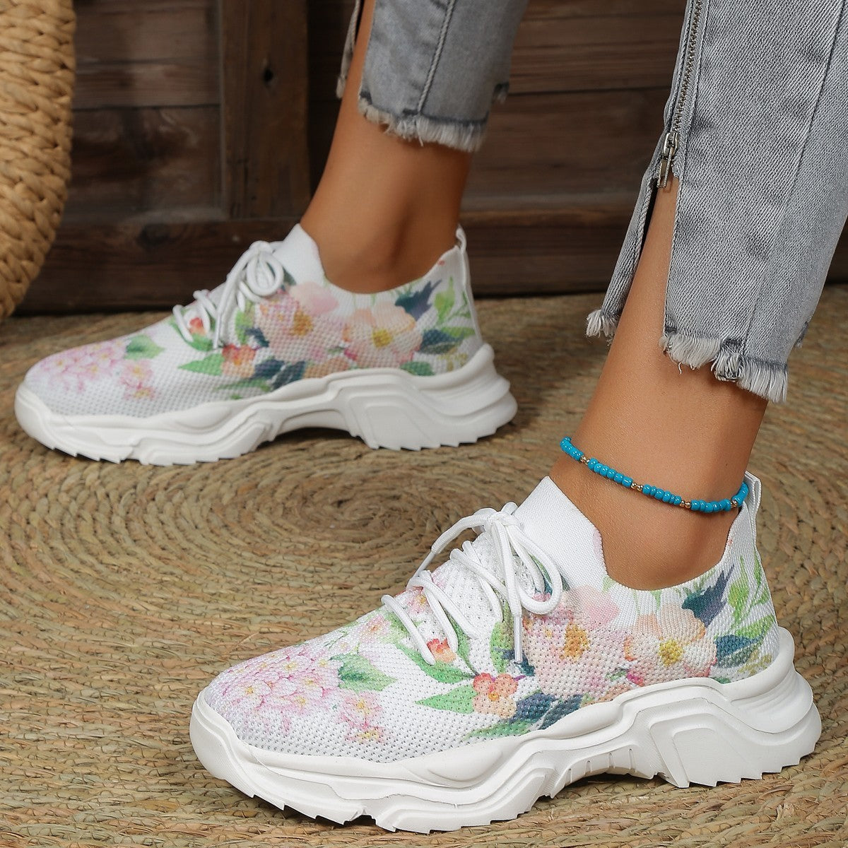 Flower Sports Shoes Women's Fashion Flat