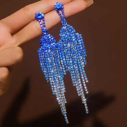 Full Rhinestone Tassel High-grade Affordable Luxury Style Unique Design Earrings