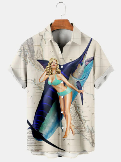 Size 3D Shirt Hot Sale Series 3D Digital Printing Hawaiian Shirt