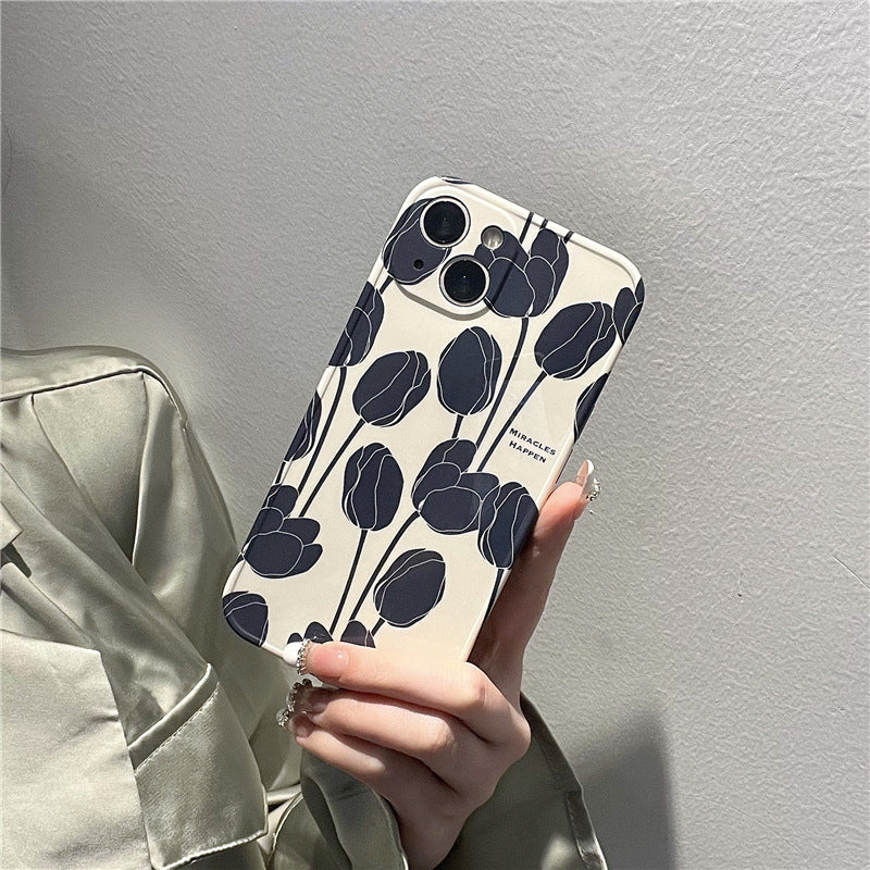 Cold Wind Black Tulip Phone Case Silicone