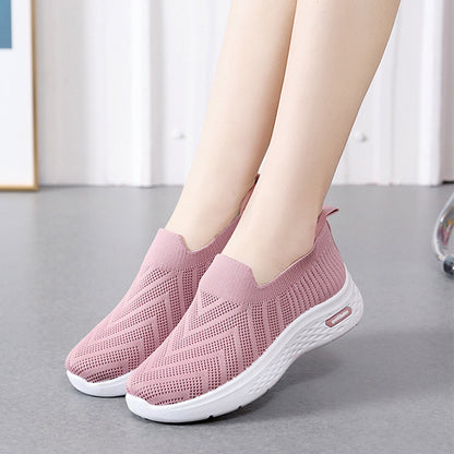 Casual Mesh Shoes Sock Slip On Flat Shoes For Women Sneakers Casual Soft Sole Walking Sports Shoe