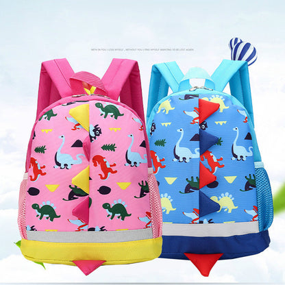 Cartoon Dinosaur Children Bag Kindergarten Children School Bag, Breathable, double root.