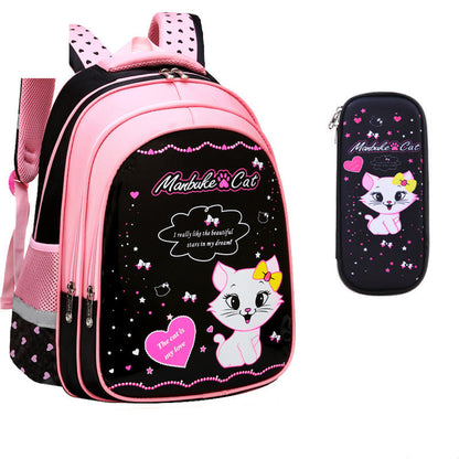 Kids School Cute Cat Print Backpack Style: sweet lady, zipper