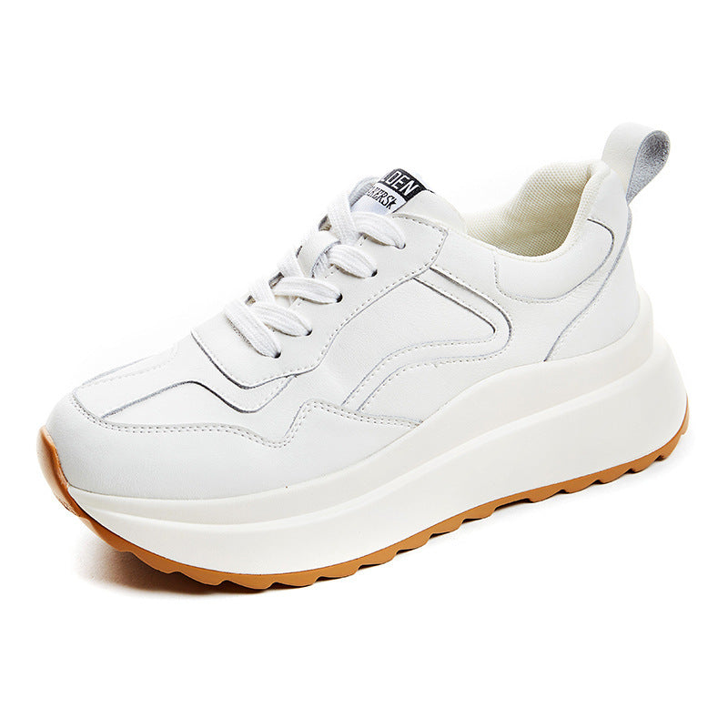 Fashion Cattlehide Leather Casual Sports White Shoes