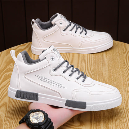 Fashionable High-top Leather Panel Shoes