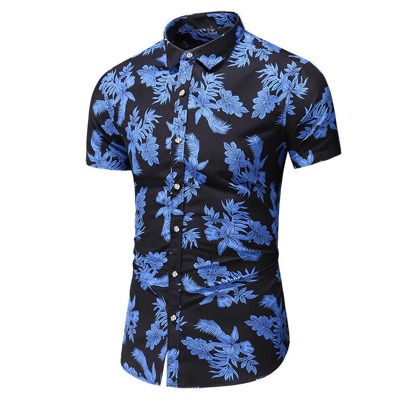 Summer Men's Short-sleeved Floral Shirt Fashion Casual Printing Plus Size Shirt For Men