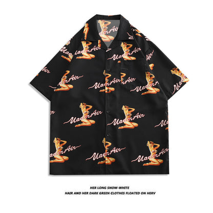 Men's And Women's Retro Hong Kong Style Beach Printed Shirt