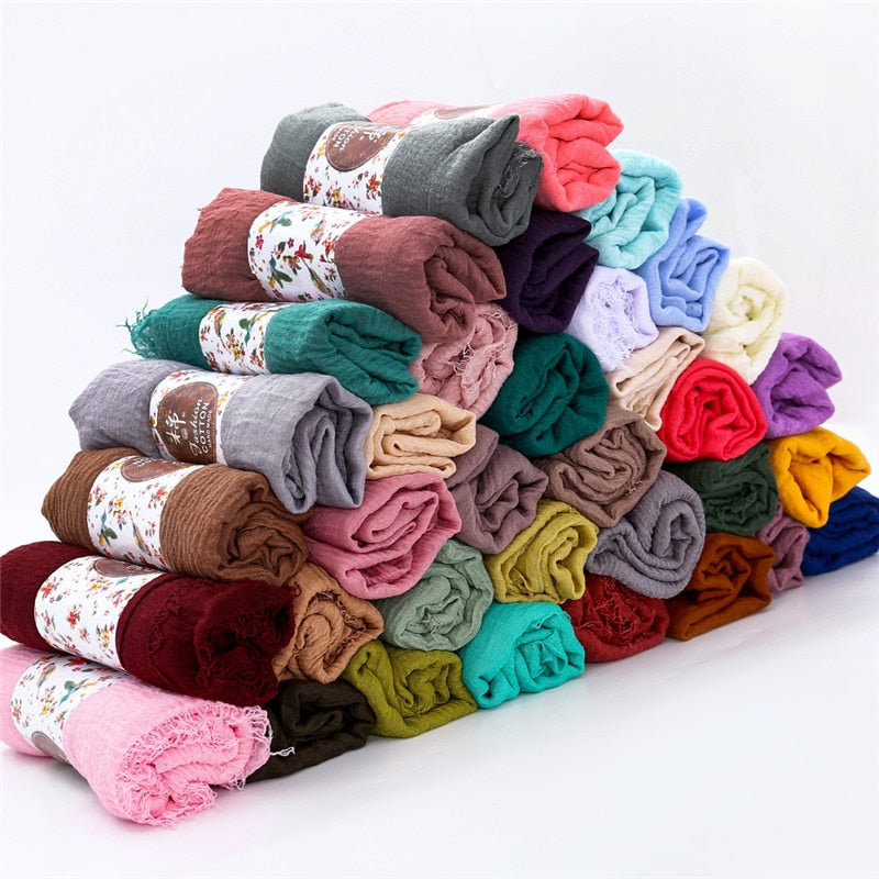 Islamic Hijab Cotton Wholesale | Crinkled Muslim Scarf Lot | Muslim